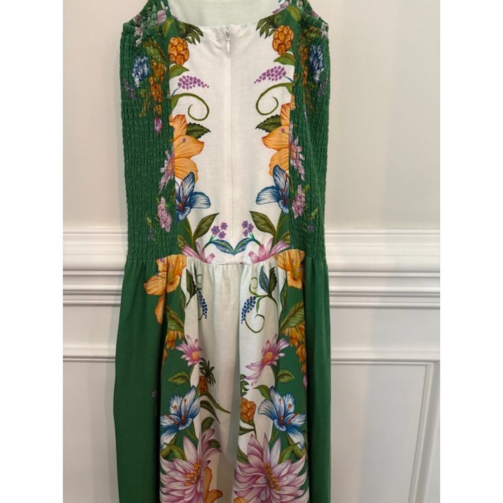 Farm Rio Dress Sweet Bloom Dreamscape Linen Blend Midi Sundress Size Small - Picture 6 of 10